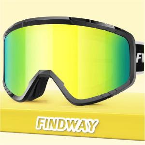 imagefindway OTG Ski Goggles snowSnowboard Goggles for Men Women Youth Upgraded Fit for All Helmet  Anti fog ampamp glare ampamp UVA2blackframe Revogoldenlens Vlt20