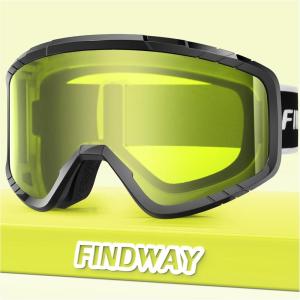 imagefindway OTG Ski Goggles snowSnowboard Goggles for Men Women Youth Upgraded Fit for All Helmet  Anti fog ampamp glare ampamp UVA2blackframe Yellowlens Vlt20