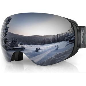 imagefindway Ski Goggles OTG for Women Men Adult YouthOver Glasses Snow GogglesInterchangeable LensAnti Fog Snowboard GogglesA3black Frame Black Lens Vlt 68
