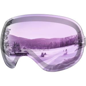 imagefindway Ski Goggles OTG for Women Men Adult YouthOver Glasses Snow GogglesInterchangeable LensAnti Fog Snowboard GogglesLens Only  Revo Purple Vlt 17