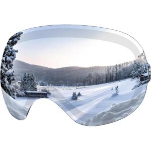 imagefindway Ski Goggles OTG for Women Men Adult YouthOver Glasses Snow GogglesInterchangeable LensAnti Fog Snowboard GogglesLens Only  Silver Vlt 12
