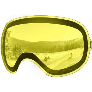 imagefindway Ski Goggles OTG for Women Men Adult YouthOver Glasses Snow GogglesInterchangeable LensAnti Fog Snowboard GogglesLens Only  Yellow Vlt 75