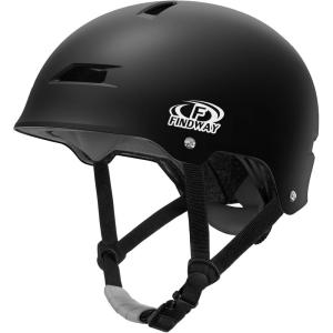 imageFindway Pro Skateboard Helmet Safety Certified Two Removable Liners Bike Helmet for Kids Youth ampamp Adults for Skate Scooter Commuter Longboard ampamp Incline Skating Rollerblading with Adjustable DialBlack