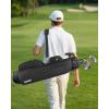 imageFindway Small Golf Bag Lightweight Pitch and Putt Golf Bag with Stand Adjustable Dual Straps Golf Stand Bag for Extra Storage in a Smaller Size Golf Gifts for Men and WomenBlack