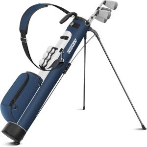 imageFindway Golf Stand Bag Par 3 Golf Bag Pitch n Putt Small Golf Bag with Ball Holder and Cooler Bag Lightweight Golf Carry Bag for Men WomenBlue
