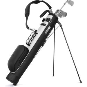 imageFindway Golf Stand Bag Small Golf Bag for The Driving Range Par 3 and Executive Courses Lightweight Golf Club Carry Bag with Ball Holder and Pockets for Men WomenBlack