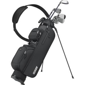 imageFindway Small Golf Bag Lightweight Pitch and Putt Golf Bag with Stand Adjustable Dual Straps Golf Stand Bag for Extra Storage in a Smaller Size Golf Gifts for Men and WomenBlack