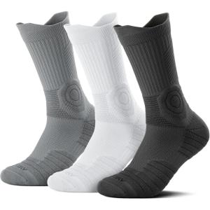imagefindway Compression Running Socks 3 Pairs AntiBlister Crew Socks All Day Dry Athletic Socks for Men and WomenMix