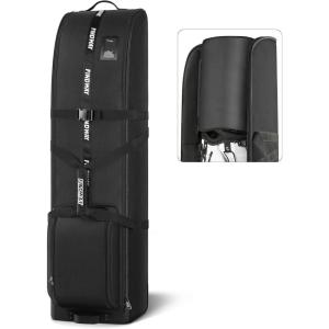 imagefindway Golf Travel Bag for Airlines 900D Heavy Duty Oxford Golf Travel Case with Wheels Golf Travel Cover with Club Protector Liner for Men WomenBlack