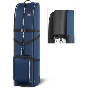 imagefindway Golf Travel Bag for Airlines 900D Heavy Duty Oxford Golf Travel Case with Wheels Golf Travel Cover with Club Protector Liner for Men WomenBlue