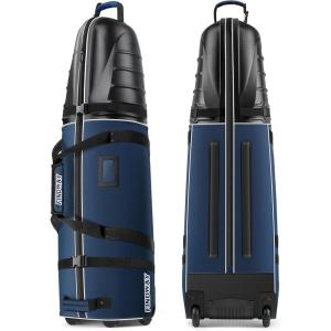 imagefindway Golf Travel Bags Golf Bag Travel Case for Airlines with Wheels 1680D Heavy Duty Oxford and ABS Hard Case Top Lightweight and FoldableBlue