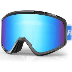 imagefindway Kids Ski Goggles for Boys Girls YouthOTG AntiFog Over Glasses Kids SnowSnowboard GogglesRevo Blue