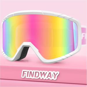 imagefindway Kids Ski Goggles for Boys Girls YouthOTG AntiFog Over Glasses Kids SnowSnowboard GogglesRevo Rainbow