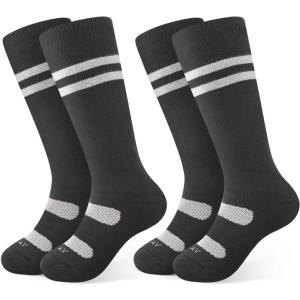 imagefindway Kids Ski Socks Kneehigh Warm Winter Thermal Socks For Boys Girls Toddlers Skiing Snowboarding 2 Pairs2 Pairsblackblack