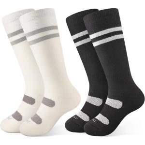 imagefindway Kids Ski Socks Kneehigh Warm Winter Thermal Socks For Boys Girls Toddlers Skiing Snowboarding 2 Pairs2 Pairsblackwhite