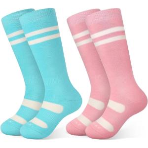 imagefindway Kids Ski Socks Kneehigh Warm Winter Thermal Socks For Boys Girls Toddlers Skiing Snowboarding 2 Pairs2 Pairsbluepink