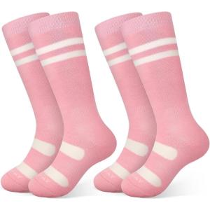 imagefindway Kids Ski Socks Kneehigh Warm Winter Thermal Socks For Boys Girls Toddlers Skiing Snowboarding 2 Pairs2 Pairspinkpink