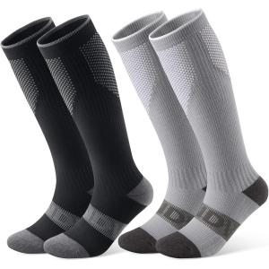 imagefindway Merino Wool Ski Socks 2 Pairs Thermal Kneehigh Snowboarding Snow Winter Warm Socks for Men Women2pblackgrey