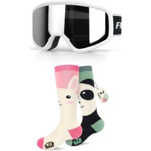 imagefindway Kids Ski Goggles and 2 Pairs Kids Ski Socks for Boys Girls