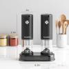 imageBonsenkitchen Electric Salt and Pepper Grinder Set Battery OperatedNot Included2 Pack Automatic Salt ampamp Pepper Mill Shakers with LED Light Adjustable Coarseness Storage Base 95ml Large Capacity