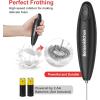 imageBonsenkitchen Milk Frother Handheld Automatic Milk Foam Maker Hand Frother for Coffee Matcha Hot Chocolate Battery Operated Mini Drink MixerBlackBlack