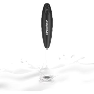 imageBonsenkitchen Milk Frother Handheld Automatic Milk Foam Maker Hand Frother for Coffee Matcha Hot Chocolate Battery Operated Mini Drink MixerBlackBlack