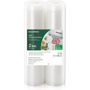 imageBonsenkitchen Vacuum Food Sealer Rolls Bags 2 Packs 8 in x 20 ft BPA Free Durable Commercial Customized Size Bags for Storage and Sous Vide CookingVB320611 in x 20 ft 2 Packs