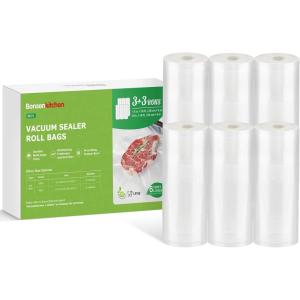 imageBonsenkitchen Vacuum Sealer Rolls Bags 6 Pack 3 Rolls 11quot x 16  3 Rolls 8quot x 16 Commercial Grade BPA Free Bag Rolls Durable Customized Size Food Vac Bags for Storage and Sous Vide Cooking VB223 Rolls 8 in16 ft  3 Rolls 11 in16 ft