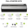 imageBonsenkitchen Vacuum Sealer Machine MultiFunctional Food Sealer with 50 Vacuum Bags ampamp 1 Roll for Food Storage Builtin Cutter Globefish Technology for HighSpeed Continuous Working BlackGrey