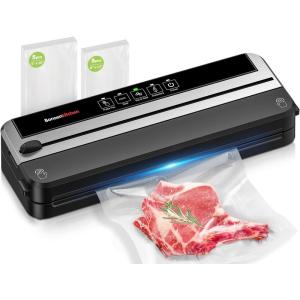 imageBonsenkitchen Vacuum Sealer Machine FastCompact Food Sealer MultiFunctional Food Vacuum Sealer with 5 Vacuum Bags ampamp Accessory Hose Technology for HighSpeed Continuous Working SilverSingle  Black  with Cutter