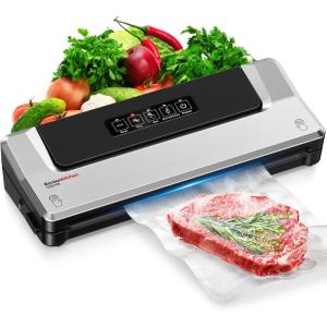 imageBonsenkitchen Vacuum Sealer Machine FastCompact Food Sealer MultiFunctional Food Vacuum Sealer with 5 Vacuum Bags ampamp Accessory Hose Technology for HighSpeed Continuous Working SilverSingle  Silver