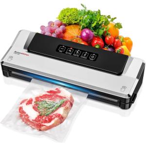 imageBonsenkitchen Vacuum Sealer Machine PrecisionCompact 4in1 Food Sealer Machine MultiFunctional Food Vacuum Sealer with ampamp Accessory Hose Bright SilverSingle  Silver Black