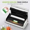imageBonsenkitchen Vacuum Sealer for Food EasyLock Handle Vacuum Sealer Machine with Bag Clip Builtin Cutter and Bag Storage for Sous Vide and Meal Prep 1 Roll Bag ampamp 10 PreCut Bags SilverFully Stainless Steel