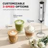 imageBonsenkitchen Rechargeable Milk Frother with Stand Handheld 3Speed Coffee Frother Dual Spring Whisk Electric Hand Frother Wand Drink Mixer for Matcha Lattes Cappuccino Kitchen GiftsSilver