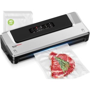 imageBonsenkitchen Vacuum Sealer Machine with Mason Jar Sealer Kit  Compact Food Sealer for Kitchen Storage ampamp Meal Prep  Multiple Modes  External Vacuum System ampamp 40 Vacuum Bags SilverSilver