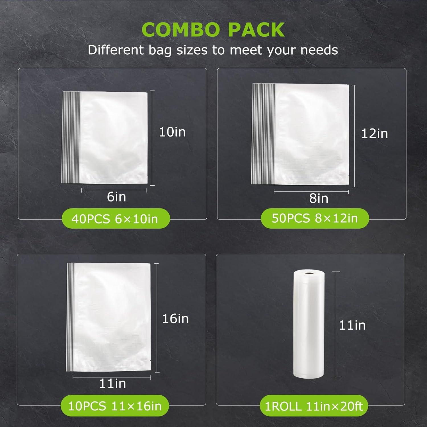 imageBonsenkitchen Vacuum Sealer Machine Stainless Steel Food Sealer Vacuum Sealers with 1 Roll ampamp 5 Bags 5 Food Vacuum Modes Builtin Cutter ampamp Bag Storage White SilverSilverBlack