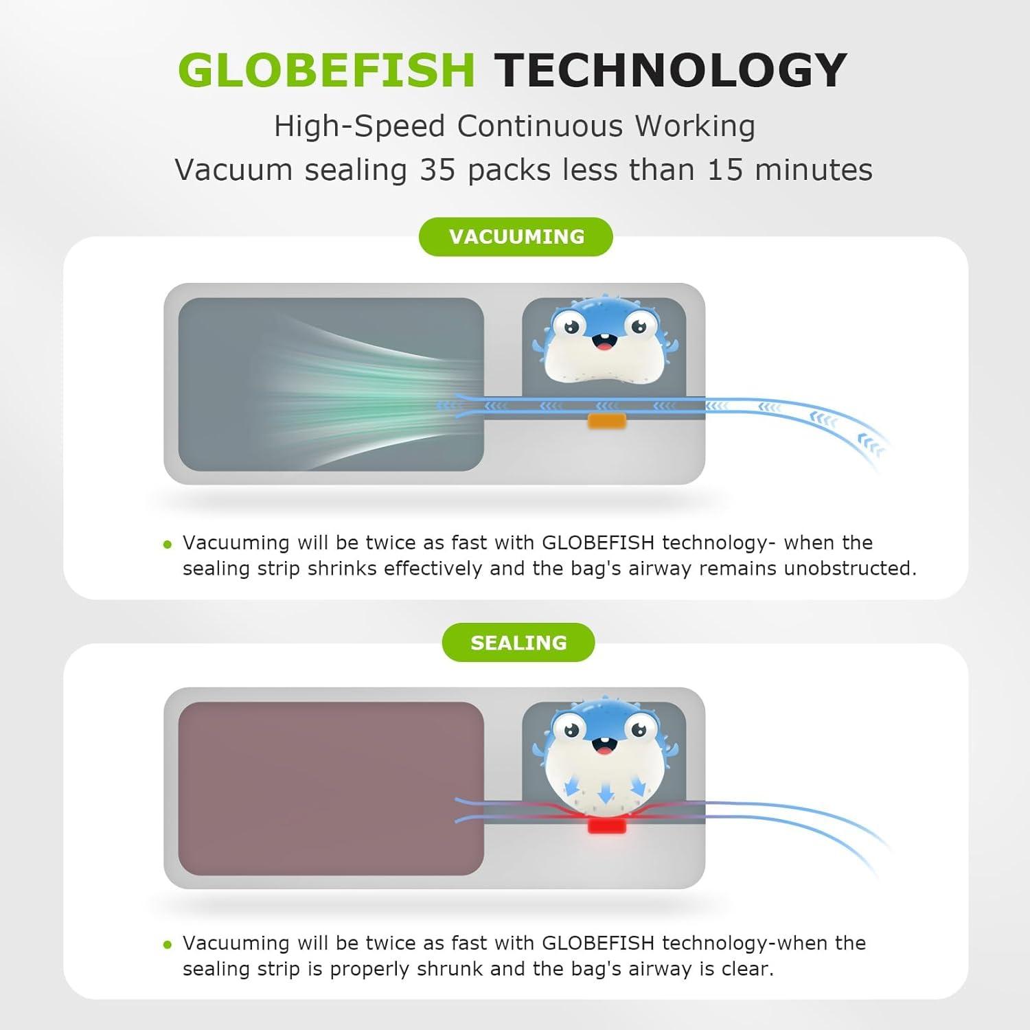 imageBonsenkitchen Vacuum Sealer MultiFunctional Food Sealer with 1 Roll Bag 5 Bags Bag Storage  Builtin Cutter SilverStainless steelBlackSilver