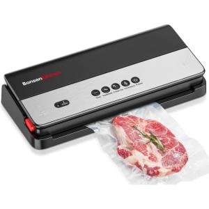 imageBonsenkitchen Vacuum Sealer MultiFunctional Food Sealer with 1 Roll Bag 5 Bags Bag Storage  Builtin Cutter SilverStainless steelBlack