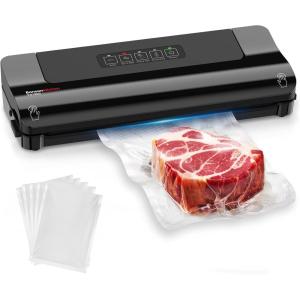 image:imageBonsenkitchen Vacuum Sealer MultiFunctional Food Sealer with 1 Roll Bag 50 Bags FastCompact Design  Bag Storage  Builtin Cutter External Vacuum System amp Accessory Tube SilverBlack