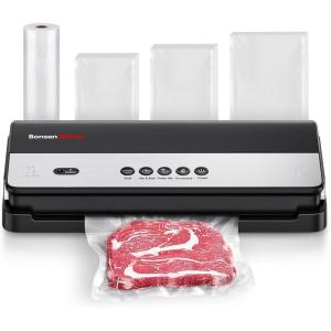 image:imageBonsenkitchen Vacuum Sealer MultiFunctional Food Sealer with 1 Roll Bag 50 Bags FastCompact Design  Bag Storage  Builtin Cutter External Vacuum System amp Accessory Tube SilverSilver