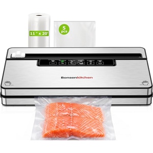 image:imageBonsenkitchen Vacuum Sealer Machine with 1 Roll amp 5 Airtight Bags 5 Vacuum Modes 80 kPa Powerful Suction Builtin Cutter amp Bag Storage  SilverSilver