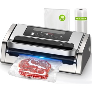 image:imageBonsenkitchen Vacuum Sealer for Food OneHand Operation Food Vacuum Sealer Machine with Digital Timer 02inch Wider Seal Builtin Cutter and Bag Storage for Meal Prep 1 Roll Bag amp 10 PreCut BagsSilver Grey