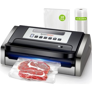 image:imageBonsenkitchen Vacuum Sealer for Food OneHand Operation Food Vacuum Sealer Machine with Digital Timer 02inch Wider Seal Builtin Cutter and Bag Storage for Meal Prep 1 Roll Bag amp 10 PreCut BagsSilver Black