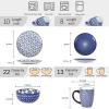 imageSelamica Ceramic 12Pieces Dinnerware Sets Ceramic Dish Plates and Bowls Sets Service for 4 Dinner Salad Dessert Plates and Cereal Bowls SetVintage BlueVintage Blue A