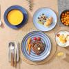 imageSelamica Ceramic 12Pieces Dinnerware Sets Ceramic Dish Plates and Bowls Sets Service for 4 Dinner Salad Dessert Plates and Cereal Bowls SetVintage BlueGradient Blue