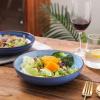 imageSelamica Ceramic 12Pieces Dinnerware Sets Ceramic Dish Plates and Bowls Sets Service for 4 Dinner Salad Dessert Plates and Cereal Bowls SetVintage BlueGradient Blue