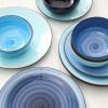 imageSelamica Ceramic 12Pieces Dinnerware Sets Ceramic Dish Plates and Bowls Sets Service for 4 Dinner Salad Dessert Plates and Cereal Bowls SetVintage BlueGradient Blue