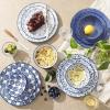 imageSelamica Ceramic 12Pieces Dinnerware Sets Ceramic Dish Plates and Bowls Sets Service for 4 Dinner Salad Dessert Plates and Cereal Bowls SetVintage BlueVintage Blue
