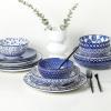 imageSelamica Ceramic 12Pieces Dinnerware Sets Ceramic Dish Plates and Bowls Sets Service for 4 Dinner Salad Dessert Plates and Cereal Bowls SetVintage BlueVintage Blue B