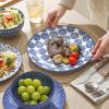 imageSelamica Ceramic 12Pieces Dinnerware Sets Ceramic Dish Plates and Bowls Sets Service for 4 Dinner Salad Dessert Plates and Cereal Bowls SetVintage BlueVintage Blue